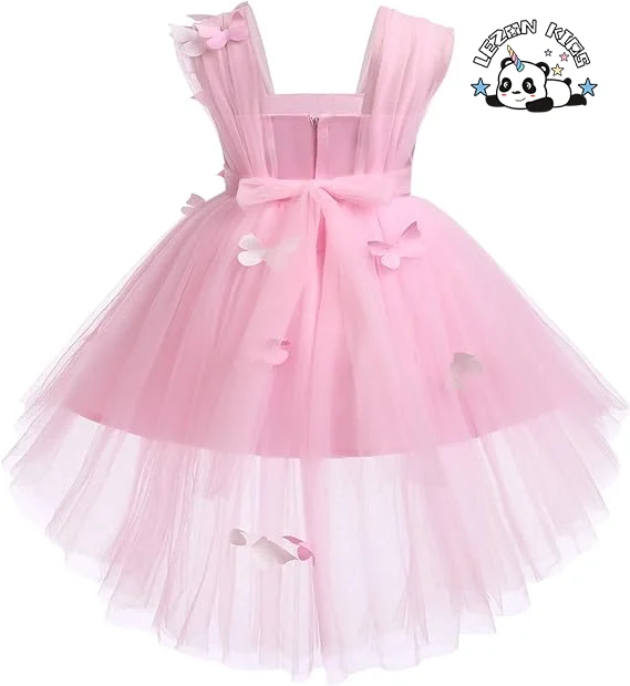 LEZONKIDS - Novo Vestido de Princesa de Tule Rosa para Meninas sem Mangas, Doce e Com Smocking para Bebês e Crianças de 2 a 14 Anos